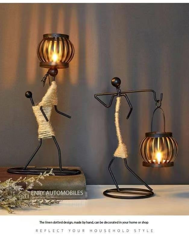 Creative Iron Girl Candle Holder for Nordic Restaurant Table Decorations and Bar Counter Accessories(Style E)