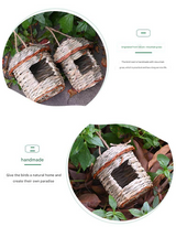 3-Piece Handcrafted Natural Grass Bird Nest - Eco-Friendly Pet Garden Decor(14*10cm) - Front View