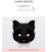 White Halloween Furry Fox Costume Set - Plush Mask, Ears Headband, Tail, and Paws for Cosplay - Front View