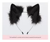 White Halloween Furry Fox Costume Set - Plush Mask, Ears Headband, Tail, and Paws for Cosplay