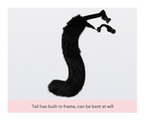 Dark grey Halloween Furry Fox Costume Set - Plush Mask, Ears Headband, Tail, and Paws for Cosplay