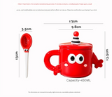 Red Quirky Ceramic Couples Mug Set - Fun and Unique Gift for Weddings and Special Occasions - 45-Degree Angle