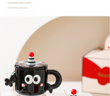 Black Quirky Ceramic Couples Mug Set - Fun and Unique Gift for Weddings and Special Occasions - Top-Down View
