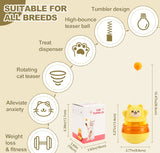 2-Piece Pink Interactive Cat Tumbler Toy - 3-in-1 Treat Dispensing Puzzle Feeder with Ball Track & Teaser Wand - Side View