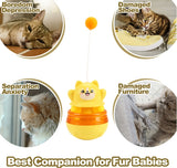 2-Piece Pink Interactive Cat Tumbler Toy - 3-in-1 Treat Dispensing Puzzle Feeder with Ball Track & Teaser Wand - Top-Down View