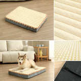 2-Piece White Sponge large pet bed - plush dog mat, detachable, washable, anti-slip base(50*40*8cm) - Front View