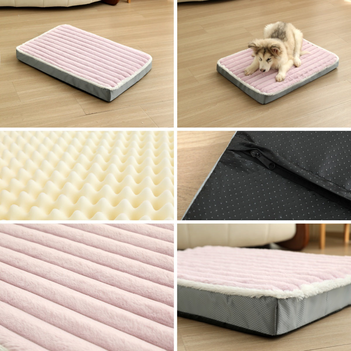 2-Piece White Sponge large pet bed - plush dog mat, detachable, washable, anti-slip base(50*40*8cm)