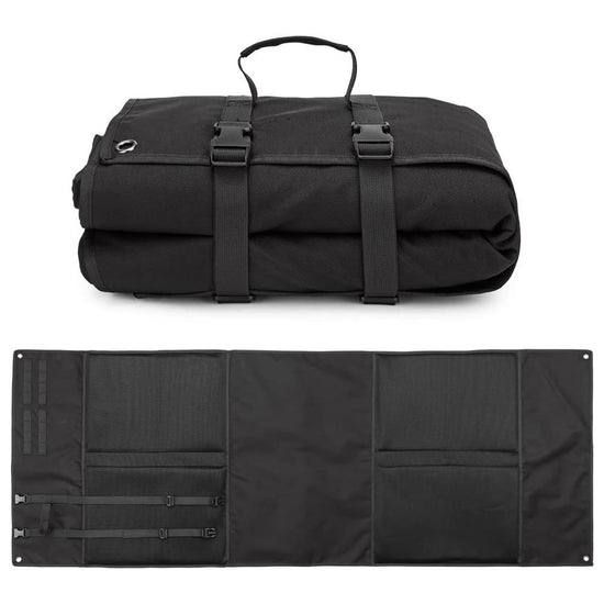 Black Portable Tactical Shooting Mat - Lightweight Roll-Up Ground Pad for Outdoor Range & Hunting