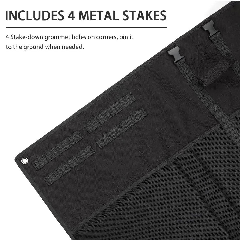 Black Portable Tactical Shooting Mat - Lightweight Roll-Up Ground Pad for Outdoor Range & Hunting