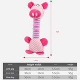 2-Piece Pink Long Neck Plush Dog Toy - Interactive Chew & Cuddle Toy for Puppies - Top-Down View