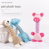 2-Piece Brown Long Neck Plush Dog Toy - Interactive Chew & Cuddle Toy for Puppies