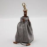 2-PCS Grey Clip-On Canvas Dog Treat Pouch - Portable Drawstring Bag for Training & Walks