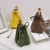 2-PCS Brown Clip-On Canvas Dog Treat Pouch - Portable Drawstring Bag for Training & Walks - Top-Down View