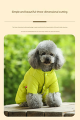 Turmeric Warm Puffer Dog Coat - Waterproof Four-Legged Winter Jumpsuit for Small Dogs - Side View