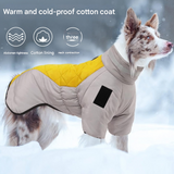 Gray orange Reflective Winter Dog Coat - Waterproof Puffer Vest with Harness D-Ring for Outdoor Walks(6XL) - Front View