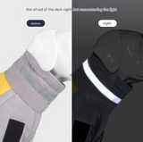Greyish yellow Reflective Winter Dog Coat - Waterproof Puffer Vest with Harness D-Ring for Outdoor Walks(6XL) - Top-Down View