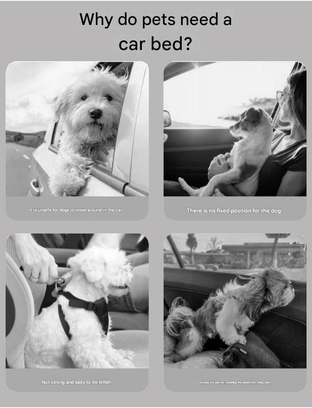 Navy blue Plush Dog Car Booster Seat - 2-in-1 Travel Bed for Small Dogs with Washable Cover
