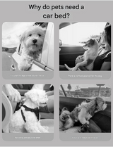 Navy blue Plush Dog Car Booster Seat - 2-in-1 Travel Bed for Small Dogs with Washable Cover