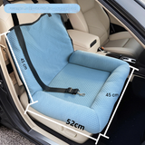 Navy blue Plush Dog Car Booster Seat - 2-in-1 Travel Bed for Small Dogs with Washable Cover - 45-Degree Angle