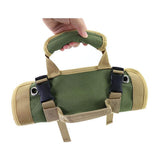 Black Heavy-Duty Roll-Up Tool Bag Organizer - Waterproof 1200D Fabric with 6 Pockets & Detachable Pouches - Side View
