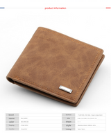 2-Piece Brown Men's Vintage Style Bifold Wallet | High-Capacity PU Leather with Removable Card Holder & Zip Coin Pocket - Side View