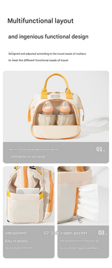 Beige Versatile 3-in-1 Nappy Bag | Convertible Backpack, Tote & Crossbody with Insulated Pockets - Top-Down View