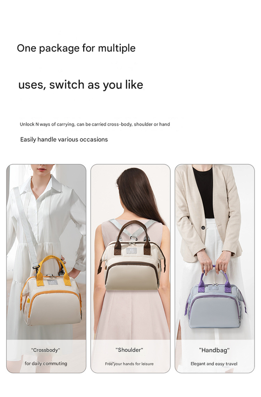 Grayish purple Versatile 3-in-1 Nappy Bag | Convertible Backpack, Tote & Crossbody with Insulated Pockets