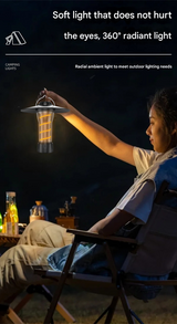 Vintage Lighthouse LED Camping Lantern | 5-Mode Rechargeable Light with Tripod - Front View