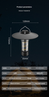 Vintage Lighthouse LED Camping Lantern | 5-Mode Rechargeable Light with Tripod - Low Angle