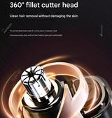 White Painless Electric Nose & Ear Hair Trimmer - USB-C Rechargeable Grooming Tool with LED Battery Display for Men and Women - Side View