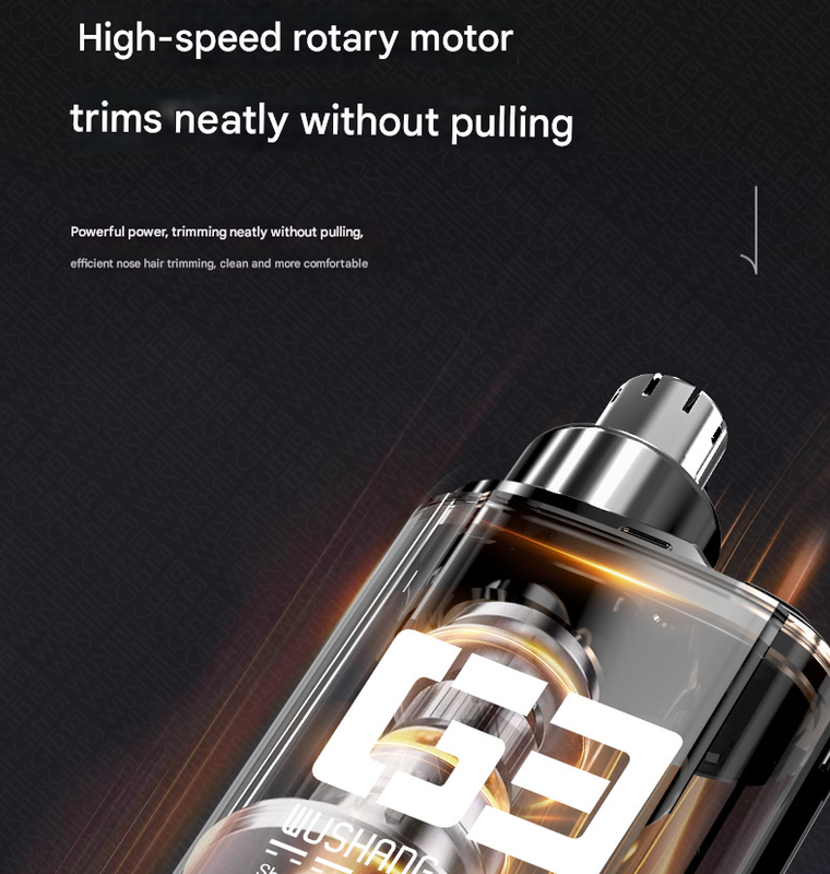 Black Painless Electric Nose & Ear Hair Trimmer - USB-C Rechargeable Grooming Tool with LED Battery Display for Men and Women