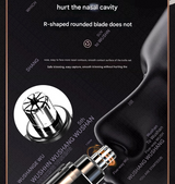 Orange Painless Electric Nose & Ear Hair Trimmer - USB-C Rechargeable Grooming Tool with LED Battery Display for Men and Women - Top-Down View