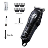 Black Professional Cordless Hair Clippers - USB Rechargeable Trimmer with LED Display for Barbers & Home Grooming