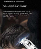 Silver Professional Cordless Hair Clippers - USB Rechargeable Trimmer with LED Display for Barbers & Home Grooming