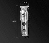 Silver Professional Cordless Hair Clippers - USB Rechargeable Trimmer with LED Display for Barbers & Home Grooming - 45-Degree Angle