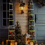 Festive Climbing Santa LED Ladder Light - USB Powered Outdoor Christmas Hanging Decoration with Remote(1.7m) - Front View