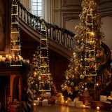 Festive Climbing Santa LED Ladder Light - USB Powered Outdoor Christmas Hanging Decoration with Remote(3m) - Top-Down View