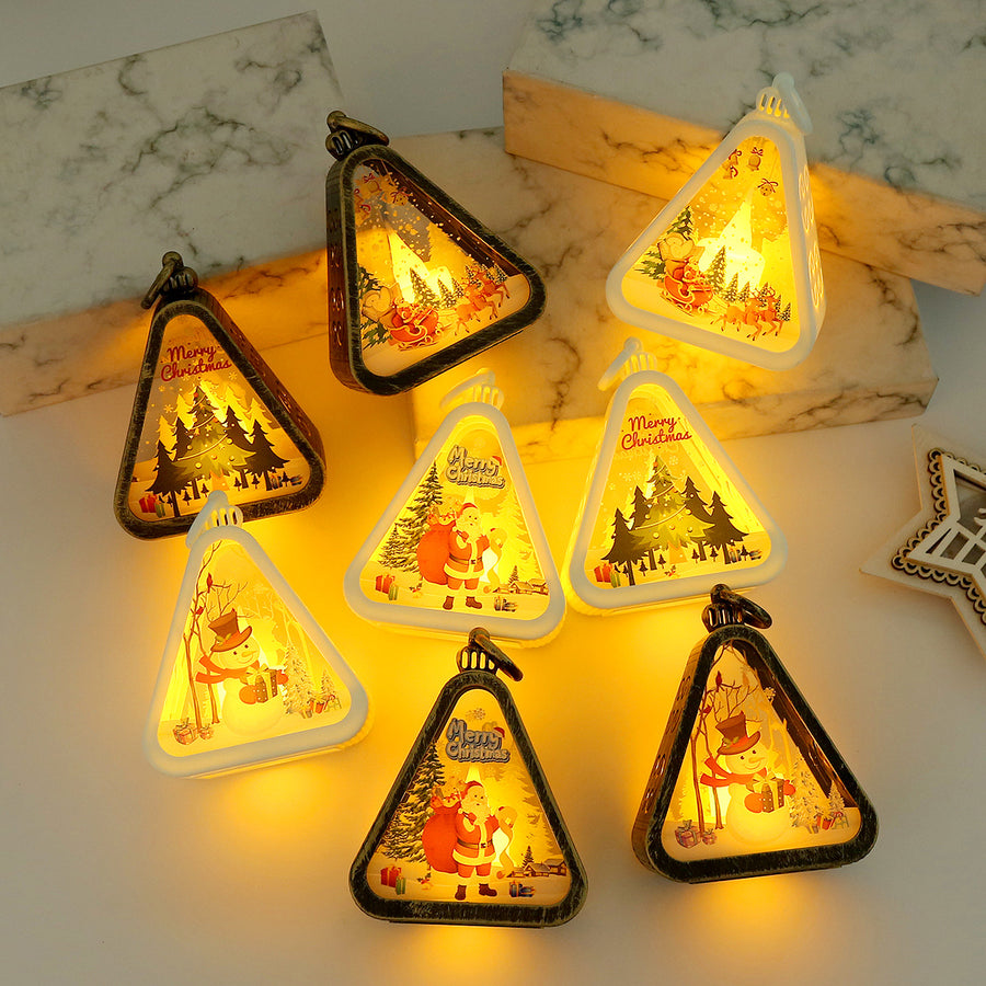 Bronze color Snowman Charming Christmas Scene Mini Lanterns (Set of 3) - Battery Operated LED Lights for a, image 4