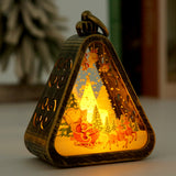 Bronze color Elk Charming Christmas Scene Mini Lanterns (Set of 3) - Battery Operated LED Lights for a Cozy Holiday Glow
