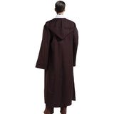 Black Shadow Wanderer Hooded Cape - Premium Velvet Robe for Jedi, Wizard & Medieval Cosplay - Front View