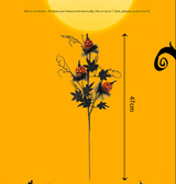 Halloween Black Twig & Pumpkin Stems (2-Pack) - Artificial Floral Picks for Spooky Arrangements - 45-Degree Angle