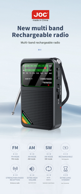 Golden JOC TG-77 Multi-Band Rechargeable Radio for Seniors - Automatic Channel Search, FM/AM/SW Bands - Front View