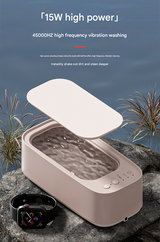 Silver Portable Ultrasonic Cleaner - 45kHz Professional High-Frequency Cleaning Machine for Jewellery, Glasses, Watches, and Makeup Brushes
