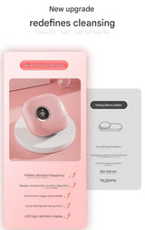 Grey Portable Ultrasonic Contact Lens Cleaner - Automatic Electric Cleaning Case with LED Makeup Mirror, USB Rechargeable for Travel & Home - Top-Down View