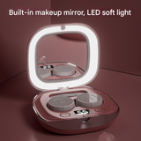 Pink Portable Ultrasonic Contact Lens Cleaner - Automatic Electric Cleaning Case with LED Makeup Mirror, USB Rechargeable for Travel & Home