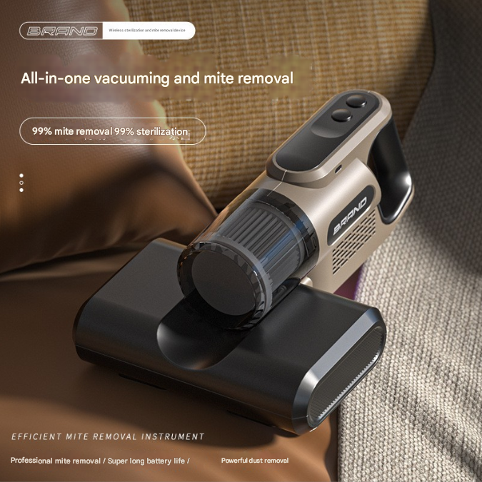 White High-Power Wireless UV Sterilization Mite Removal Vacuum Cleaner - Powerful Suction and Deep Cleaning for Home Use