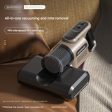 White High-Power Wireless UV Sterilization Mite Removal Vacuum Cleaner - Powerful Suction and Deep Cleaning for Home Use - Front View