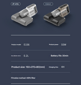 White High-Power Wireless UV Sterilization Mite Removal Vacuum Cleaner - Powerful Suction and Deep Cleaning for Home Use - Low Angle