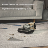 Khaki High-Power Wireless UV Sterilization Mite Removal Vacuum Cleaner - Powerful Suction and Deep Cleaning for Home Use - Side View