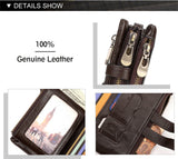 Green Genuine Leather Men's RFID Blocking Wallet - High Capacity Trifold with Zipper Coin Pocket - Top-Down View